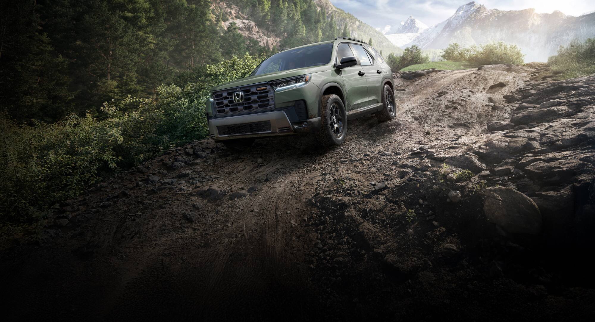 2026 Honda Pilot TrailSport shown in Ash Green Metallic